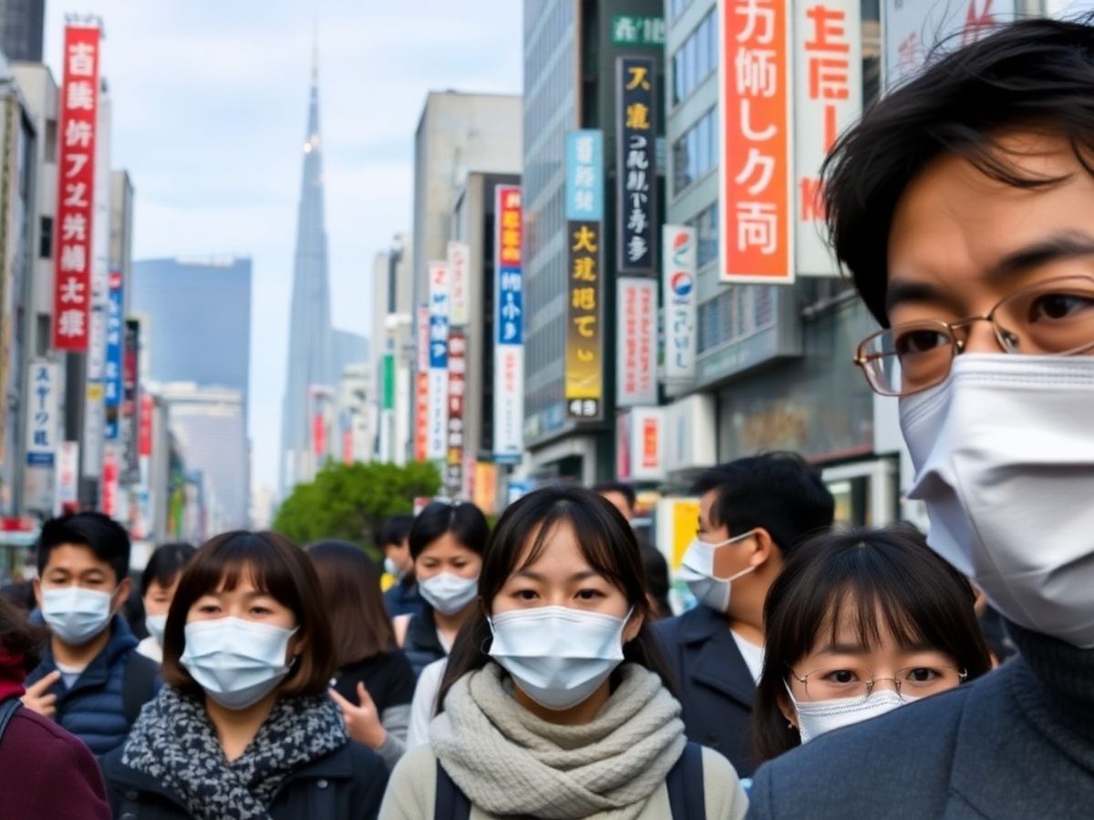 Tokyo streets during flu outbreak with people in masks.